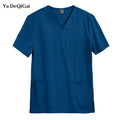 Unisex V‑Neck Short‑Sleeve Scrub Top with Pocket