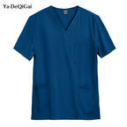 Unisex V‑Neck Short‑Sleeve Scrub Top with Pocket