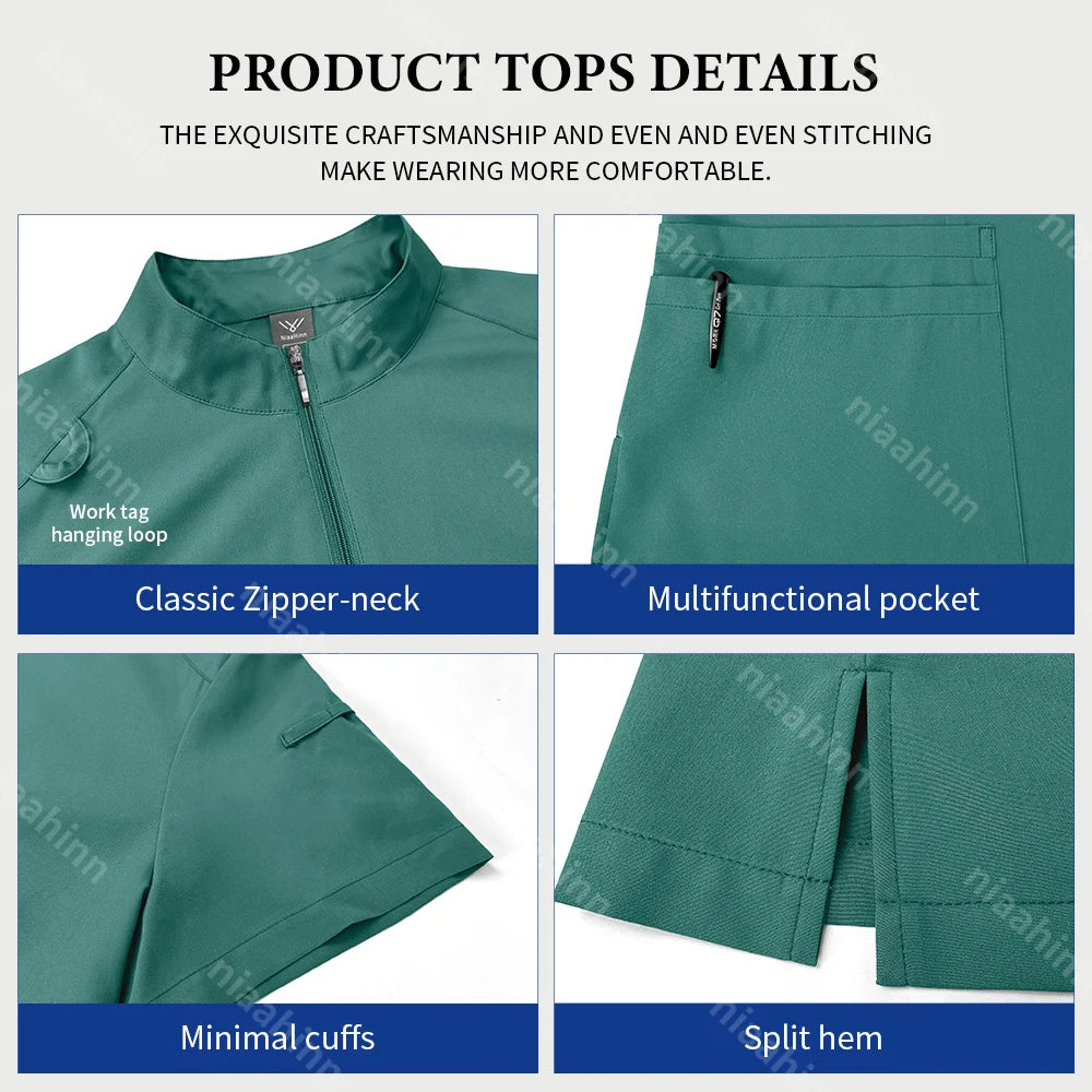 Women's Short‑Sleeve Medical Scrub Top — 94/6 Stretch Knit