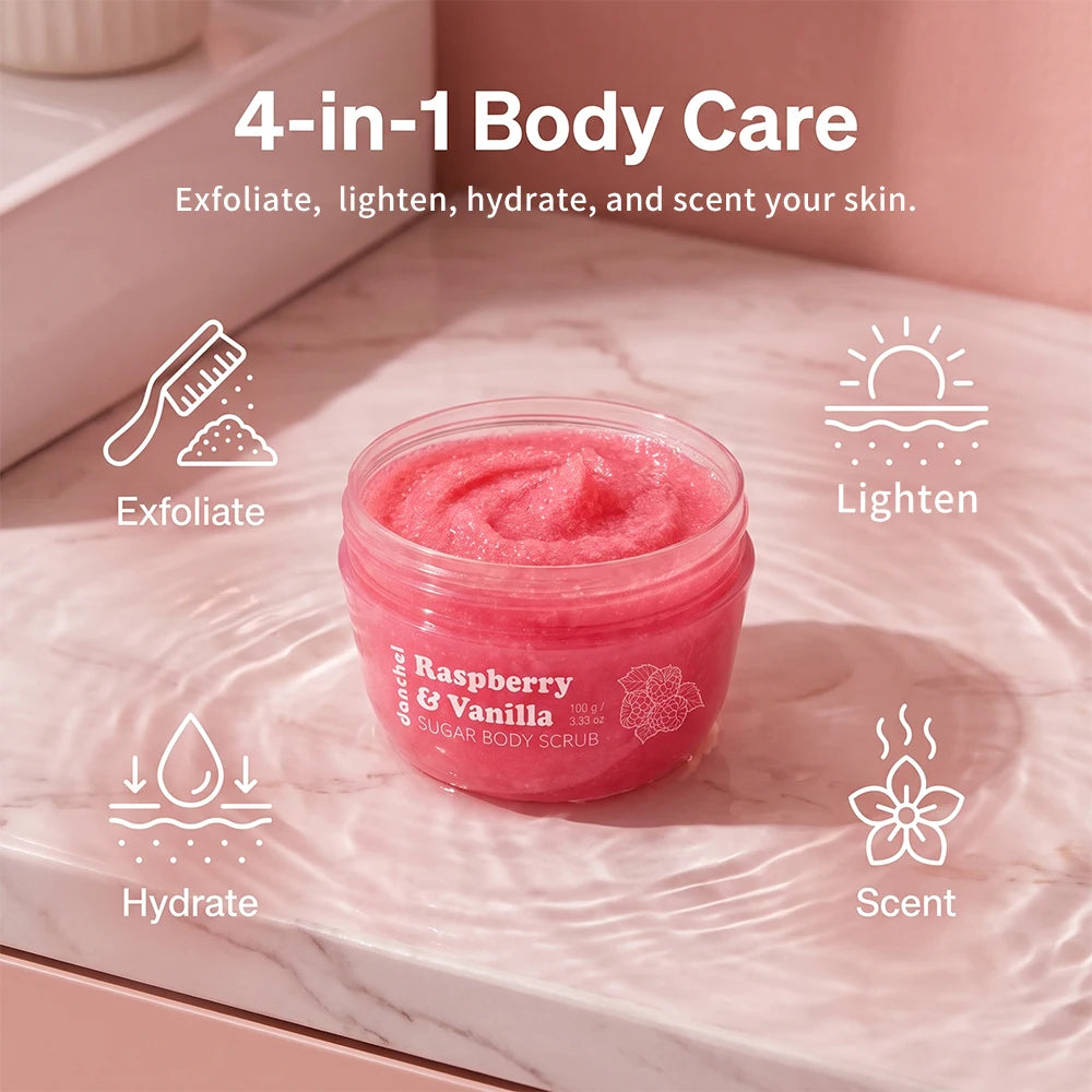 Raspberry & Vanilla Sugar Body Scrub — Matte Exfoliating Cream