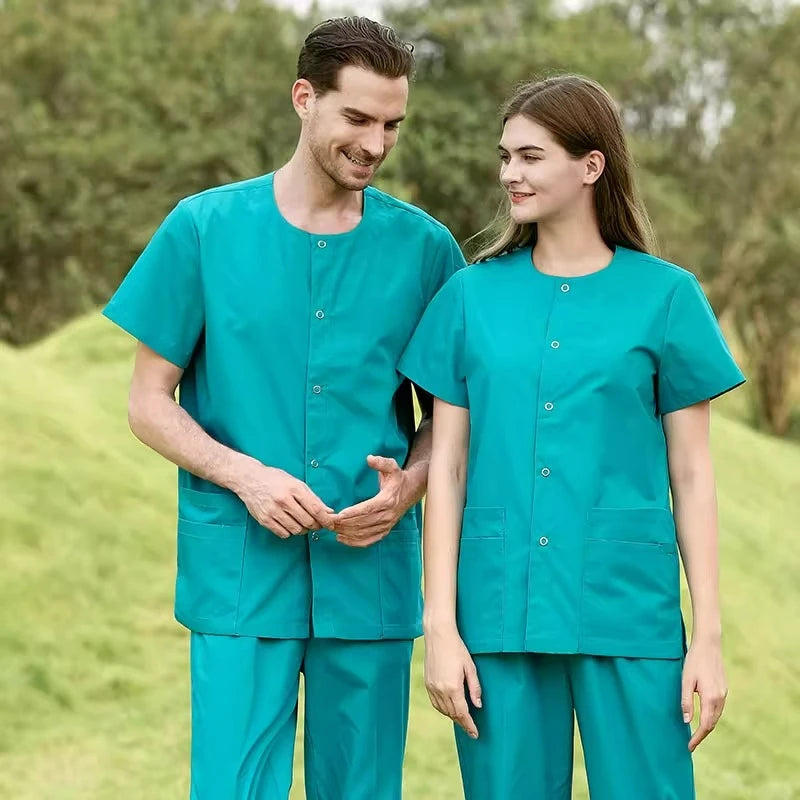 Short-Sleeve Medical Jacket & Scrub Pants Set