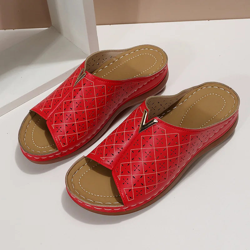 Women’s Orthopedic Low‑Heel Wedge Slide — Open Toe