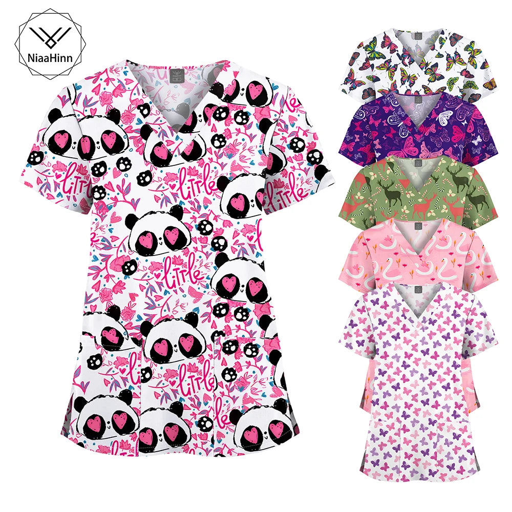 Personalized Printed Unisex V‑Neck Scrub Top — Cotton Broadcloth