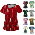 Women's Merry Christmas Short-Sleeve Scrub Top