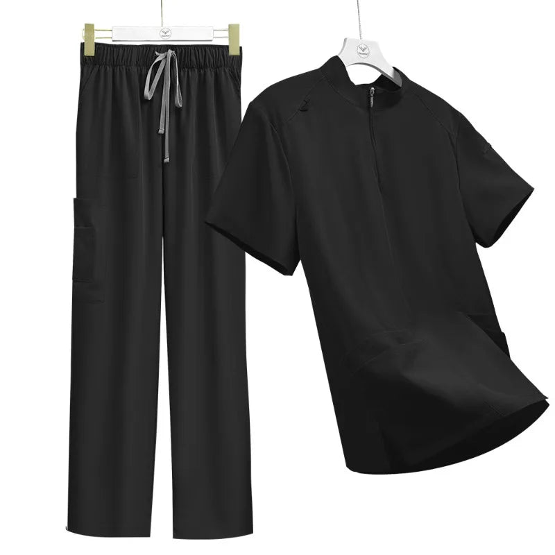 Unisex Stand‑Collar Zip‑Up Scrub Set for OR and Clinics