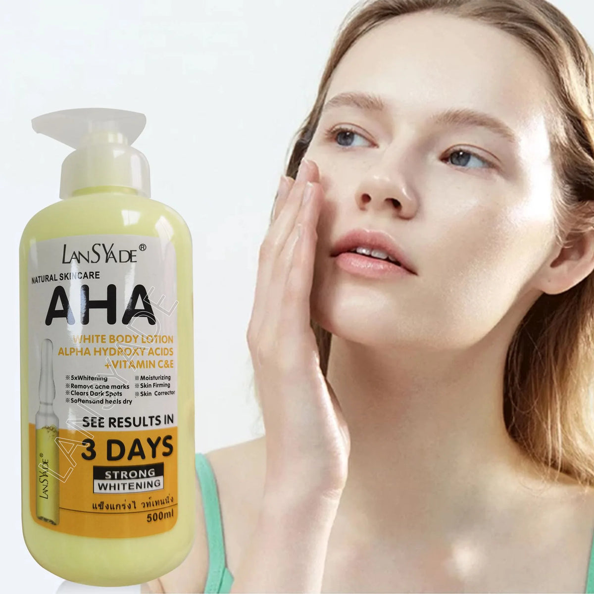 500ml Whitening Body Cream — Hydroxy Acids, Vitamin C & E