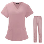 Women's Breathable Short-Sleeve Scrub Set — 10 Colors