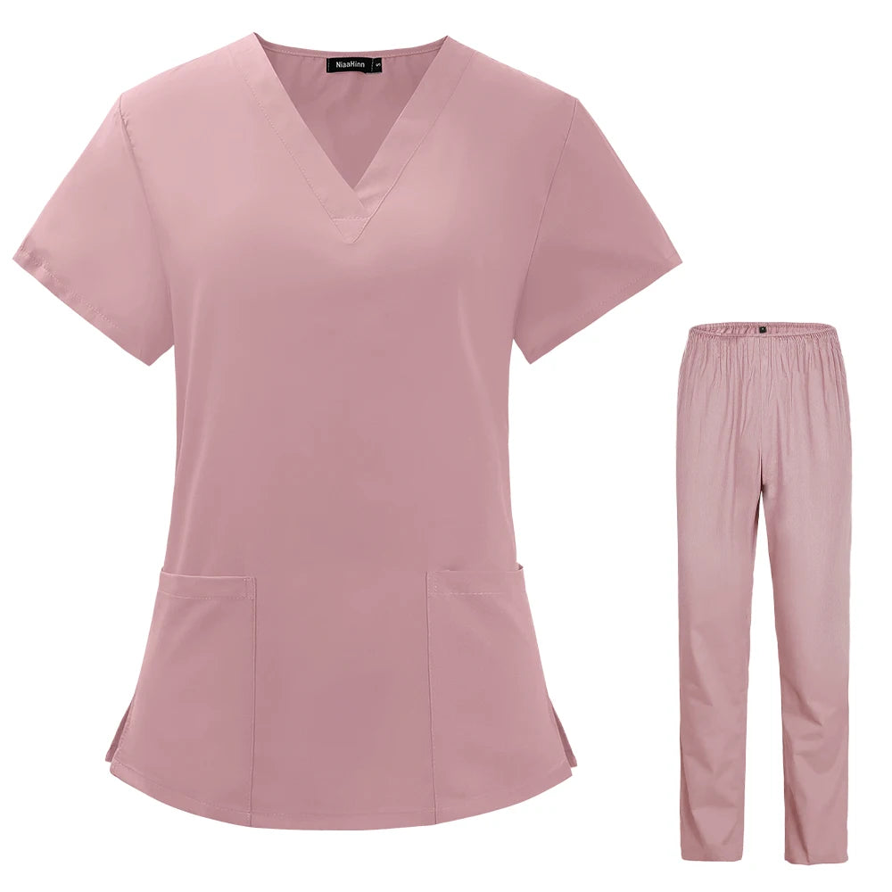 Women's Breathable Short-Sleeve Scrub Set — 10 Colors