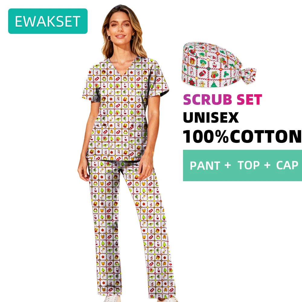 Pure Cotton Short-Sleeve Scrub Set — Unisex XS–4XL