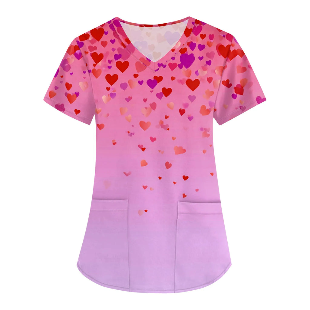 Summer Short-Sleeve Medical Scrub Top — Work Shirt for Nurses & Doctors