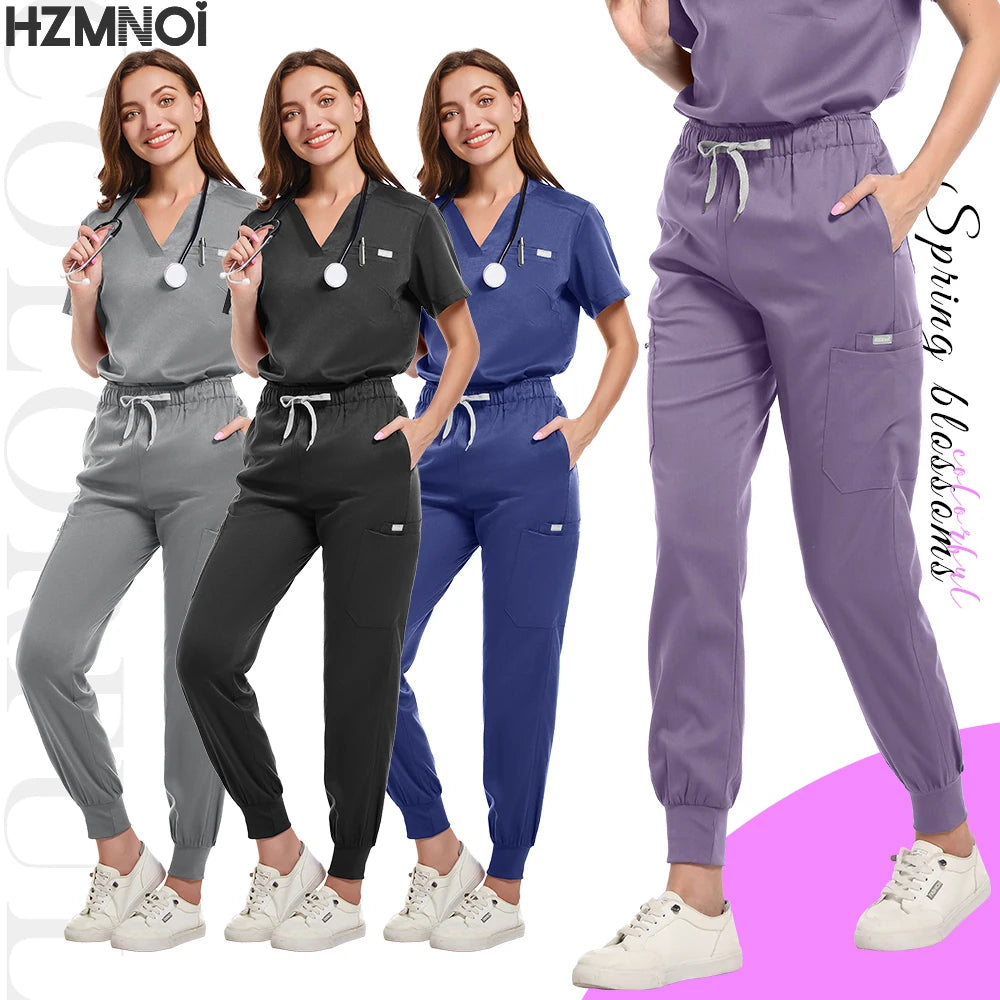 Women's Multicolor Scrub Set — V‑Neck, S–XL