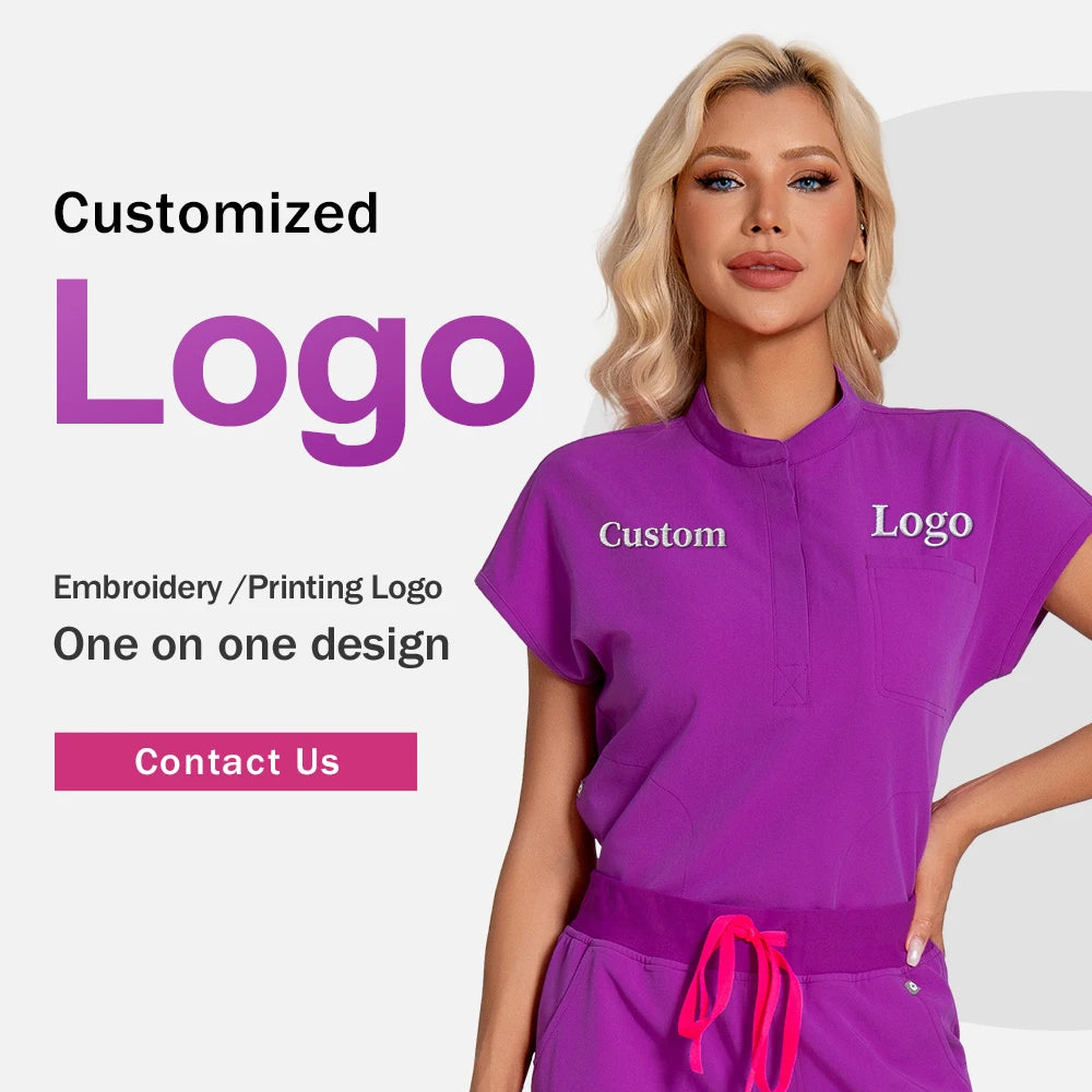 Women's Custom-Logo Nurse Scrub Top, Knit Blend