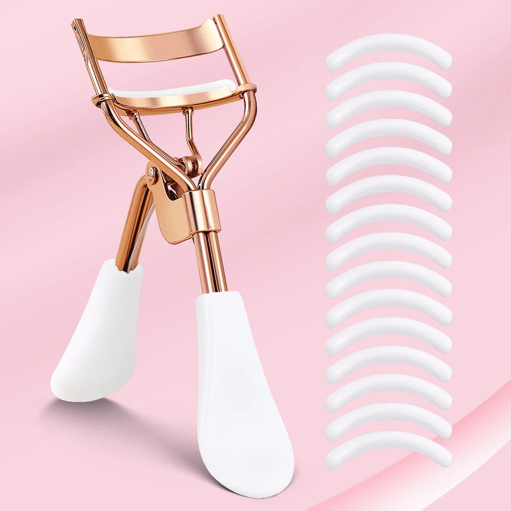 Long-Lasting Curly Eyelash Curler with 15 Silicone Pads