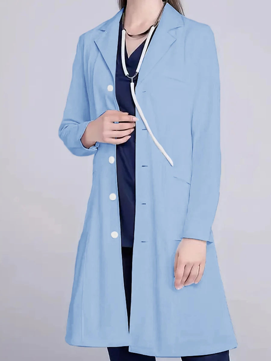 Women's Pink Slim Long Lab Coat — Trench Style