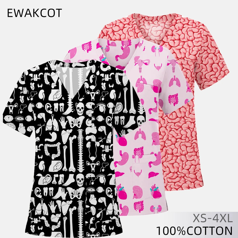 Printed Short‑Sleeve Medical Top — Women's / Unisex