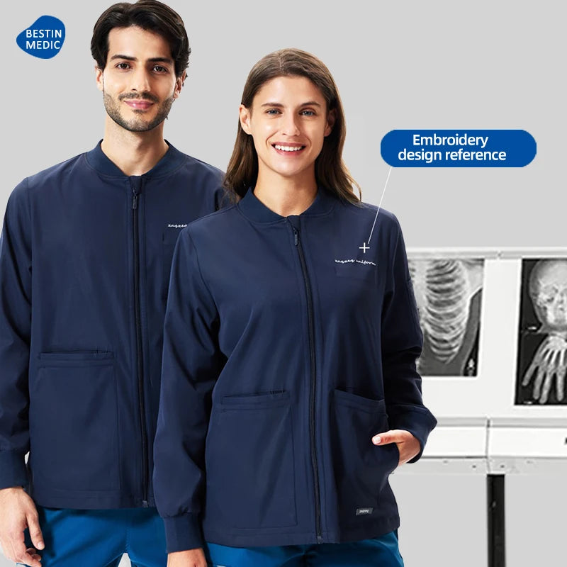 Unisex Zipper-Front Scrub Jacket — Warm Clinic Outerwear
