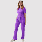 Women's V‑Neck Scrub Set — Cargo Pants with Drawstring