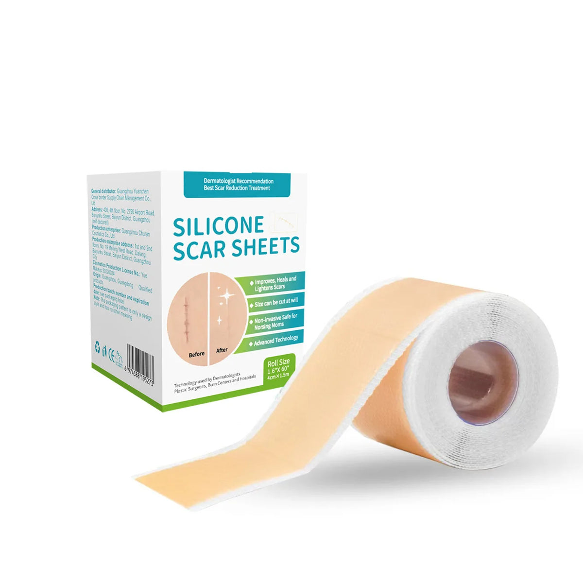 Silicone Scar Tape Roll — 4cm x 1.5m, Self-Adhesive & Reusable