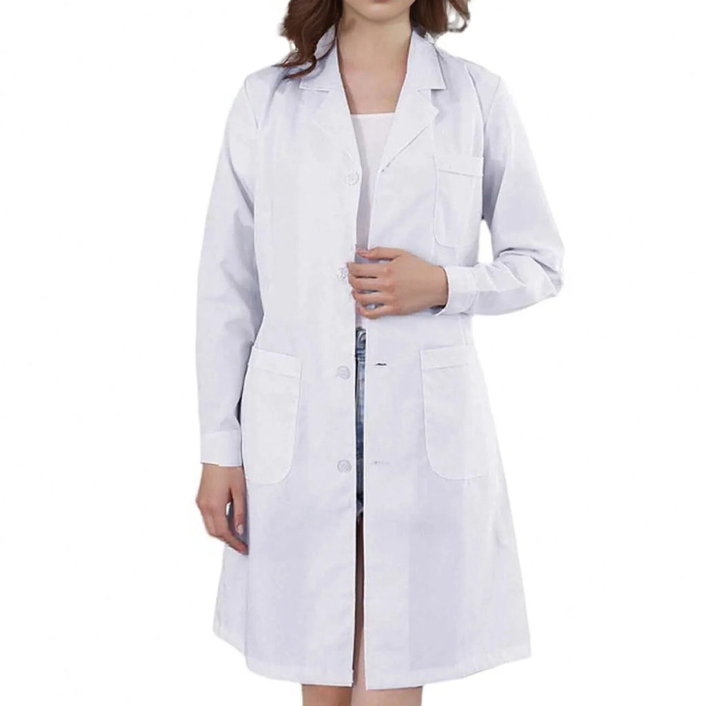 Women's Long-Sleeve White Lab Coat — Clinical Workwear