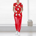 Women's Snowman Print Short-Sleeve Medical Scrub Top