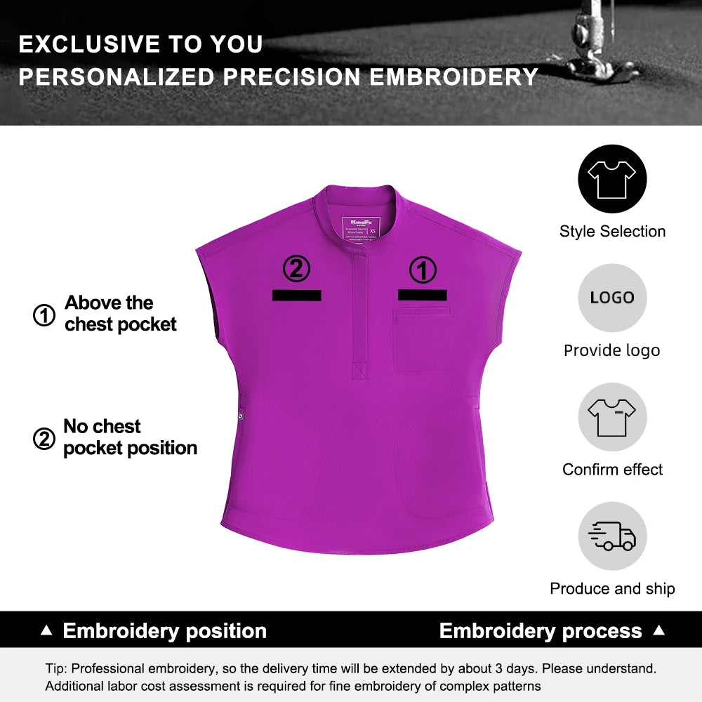 Women's Custom-Logo Nurse Scrub Top, Knit Blend