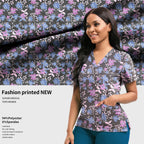 Printed Cotton Short-Sleeve Scrub Top — Unisex