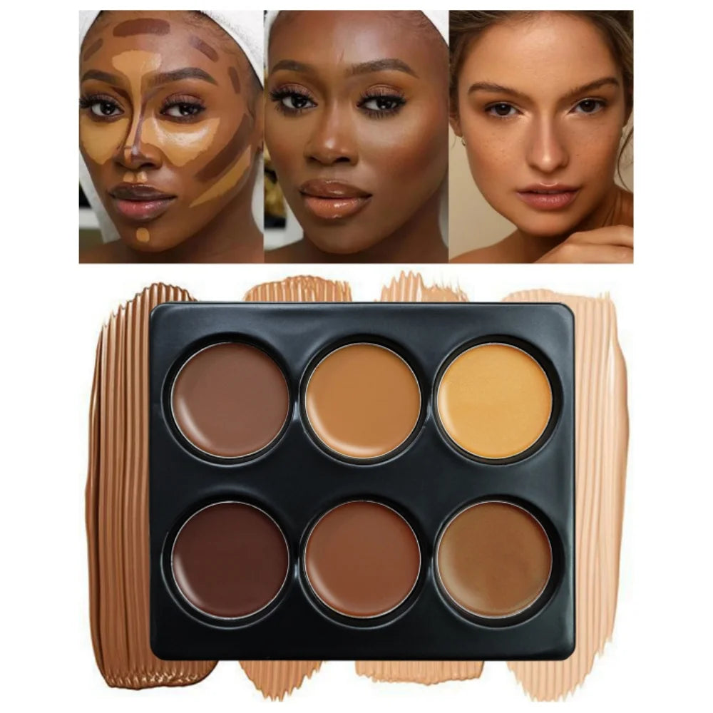 Six-Color Full-Coverage Concealer Palette — Shaping & Spotting
