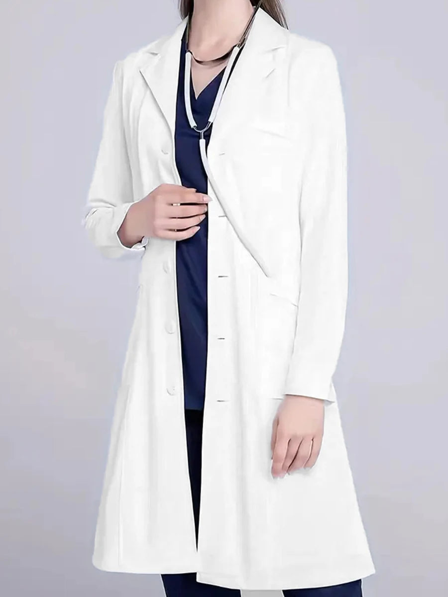 Women's Pink Slim Long Lab Coat — Trench Style