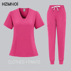 Women's Multicolor Polyester‑Elastane Scrub Set (S–XXL)