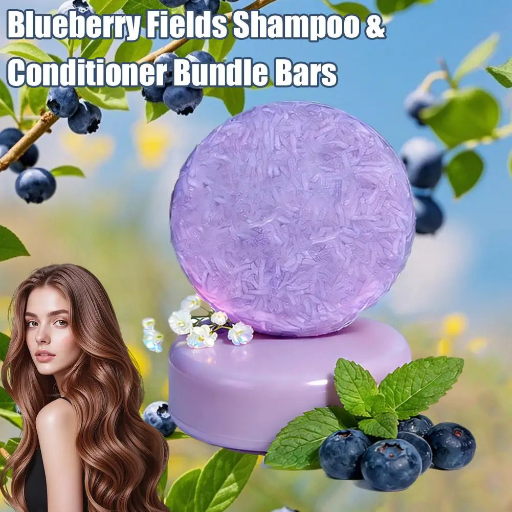 Blueberry Solid Shampoo & Conditioner Bundle Bar