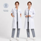 Women's Short-Sleeve White Suit-Collar Lab Coat