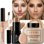 4-Piece Matte Waterproof Face Makeup Set — Concealer, Powder, Contour, Puff