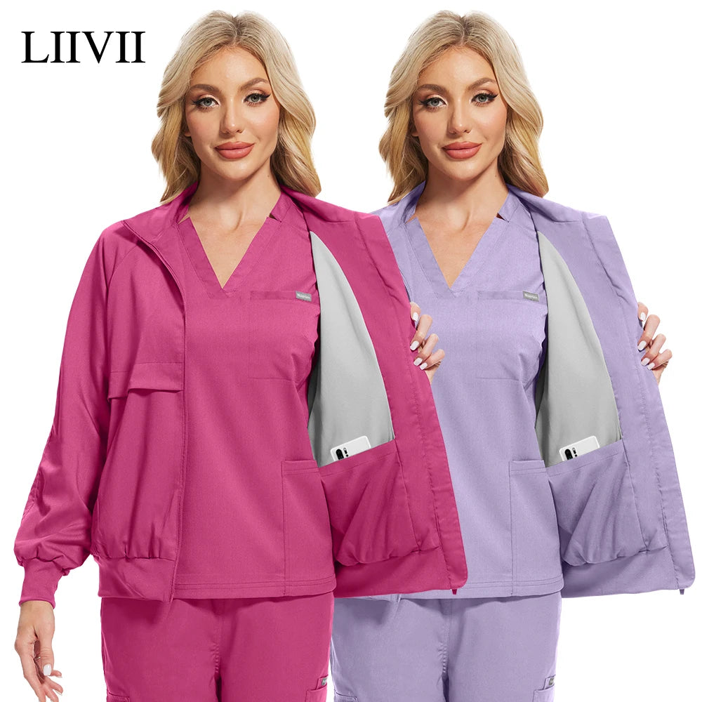 Unisex Twill Scrub Jacket — Long Sleeve Zipper