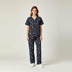 Dogs Print Pure-Cotton Scrub Set — Soft Animal-Pattern Nursing Uniform