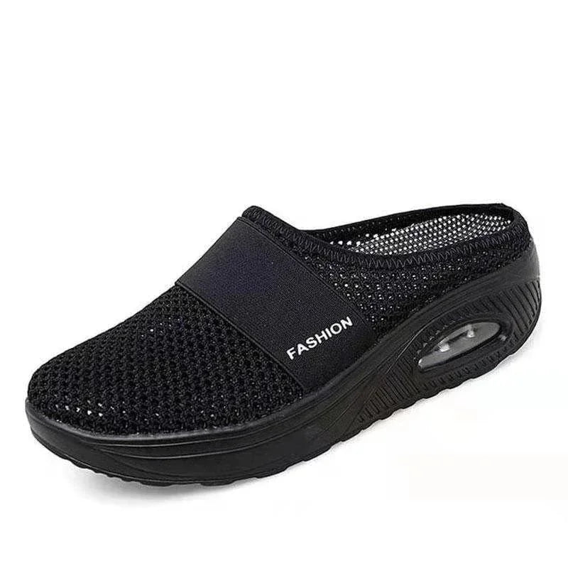 Women’s Mesh Slip‑On Walking Shoes — Flat Wedge, EVA Insole