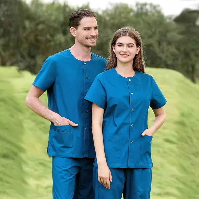 Short-Sleeve Medical Jacket & Scrub Pants Set