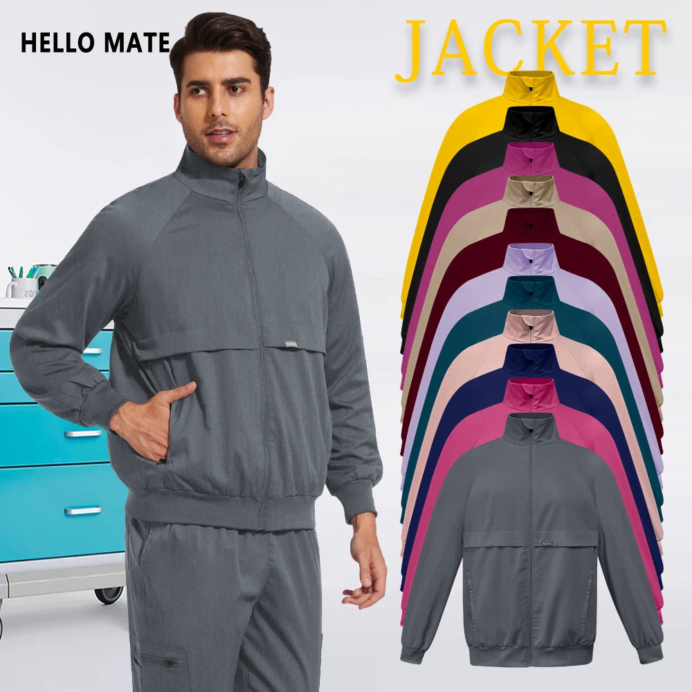 Long-Sleeve Medical Lab Coat — Warm Clinic Work Coat