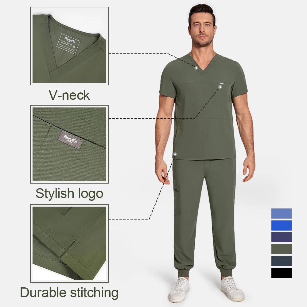 Men's Antibacterial 4‑Way Stretch Medical Scrubs