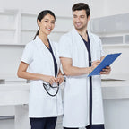 Silky Anti‑static Midriff Lab Coat with Tab‑Waist