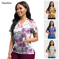Printed Cotton Short-Sleeve Scrub Top — Unisex