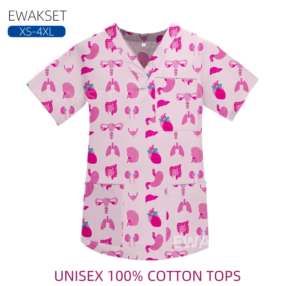 V-Neck Cotton Broadcloth Scrub Top — Unisex S–4XL
