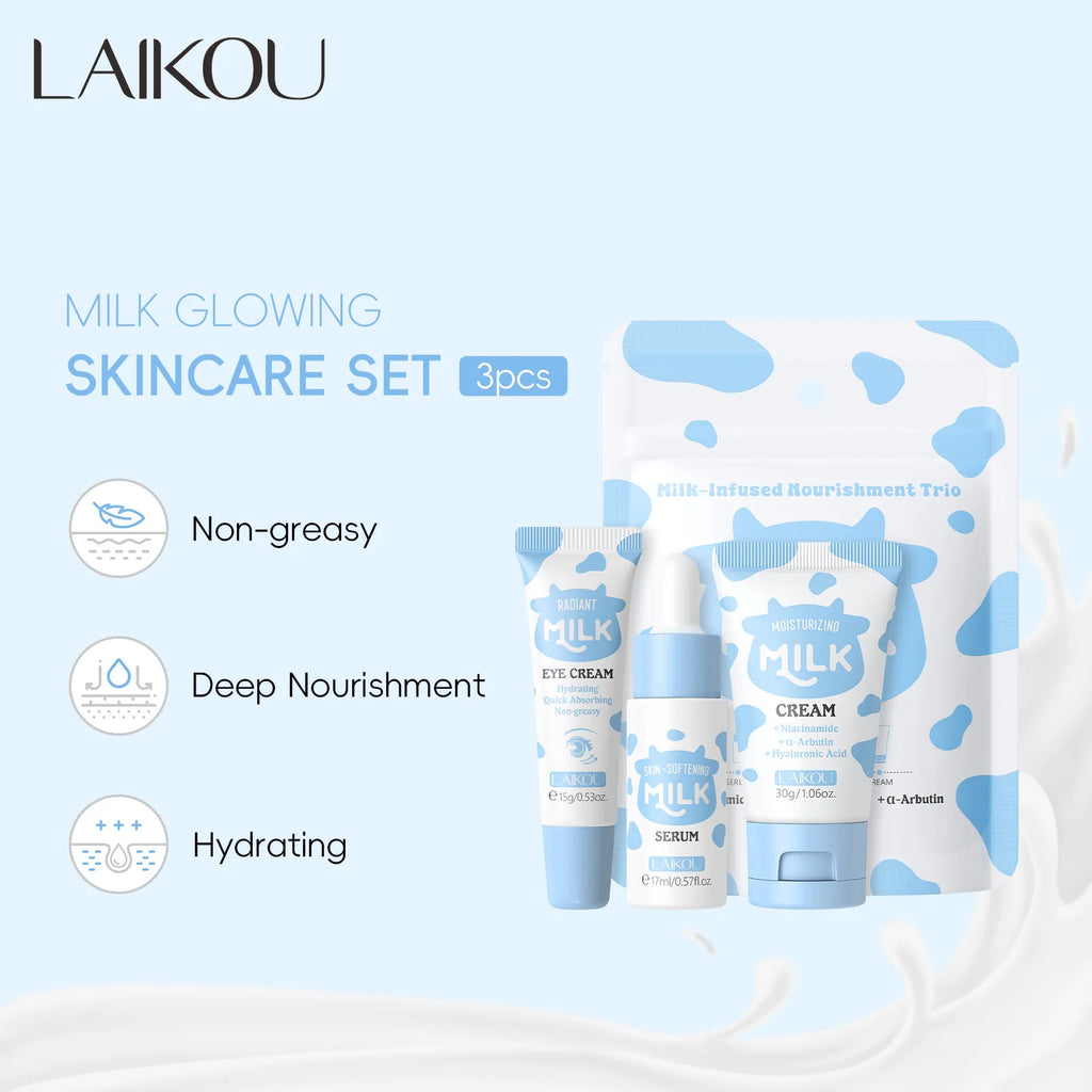Milk Skincare Travel Set — Niacinamide & Hyaluronic, 3‑Pc