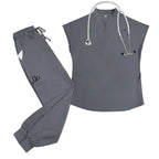 Stand‑Collar Sleeveless Scrub Top — Half‑Zip, Multi‑Pocket