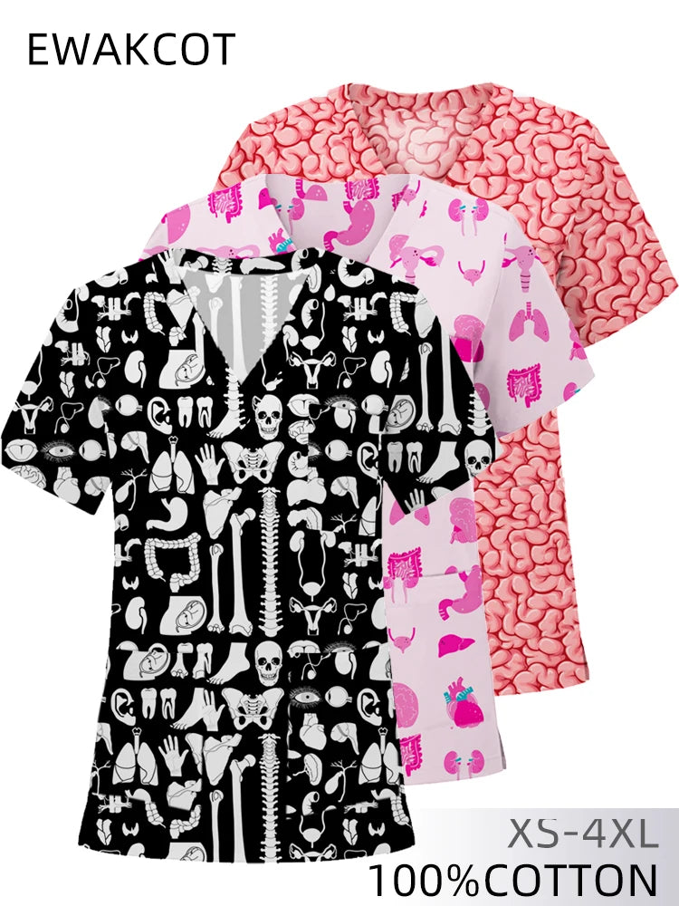 Printed Short‑Sleeve Medical Top — Women's / Unisex