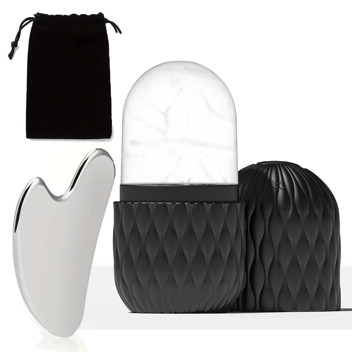 Ice Roller & Stainless Steel Gua Sha Set — Face, Eye & Neck