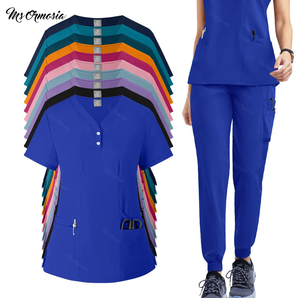 Stretch Scrub Set — Scrub Top with Pocketed Pants