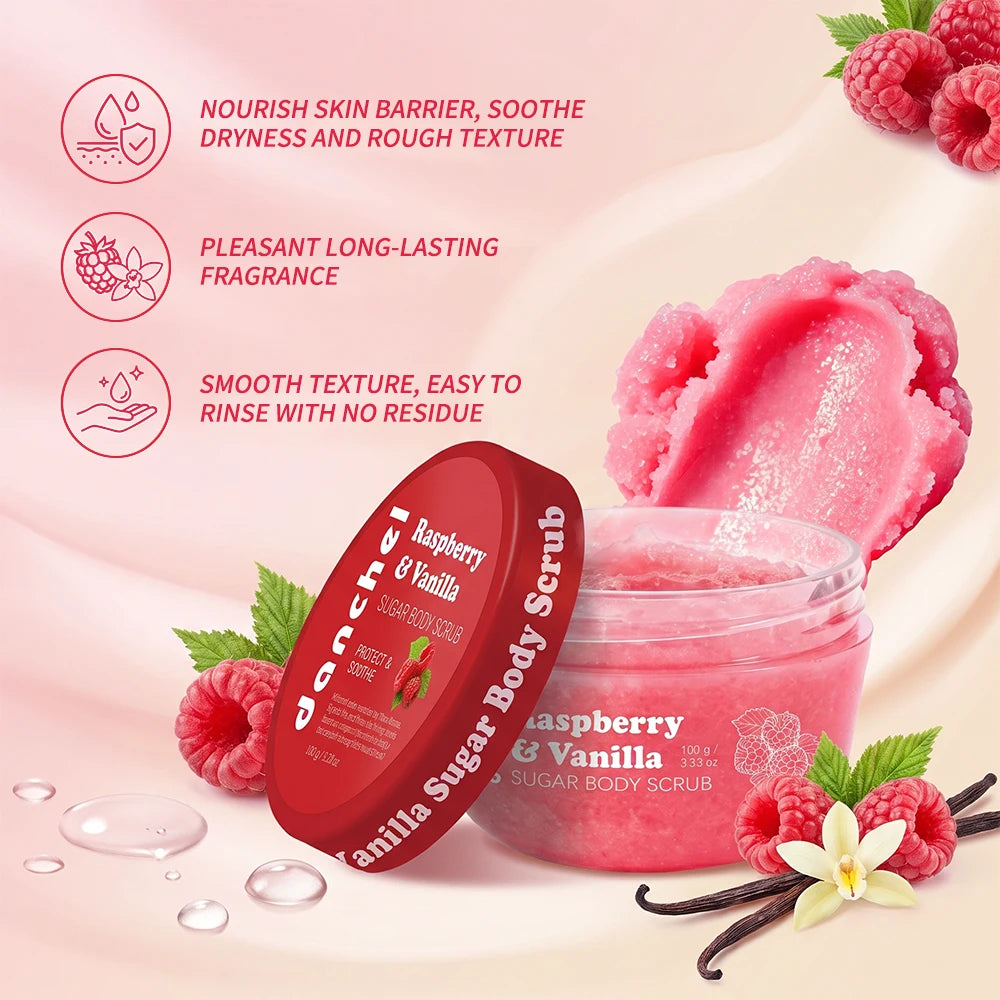 Raspberry & Vanilla Sugar Body Scrub — Matte Exfoliating Cream
