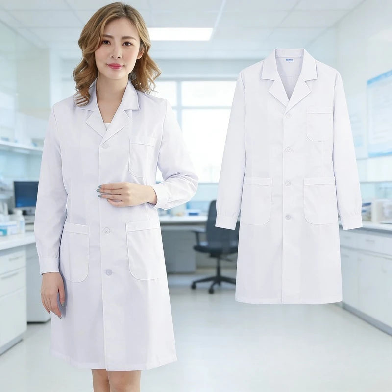 Long, Short-Sleeve Lab Coat for Doctors & Students