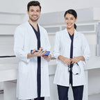 Silky Anti‑static Midriff Lab Coat with Tab‑Waist