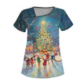Women's Merry Christmas Short-Sleeve Scrub Top